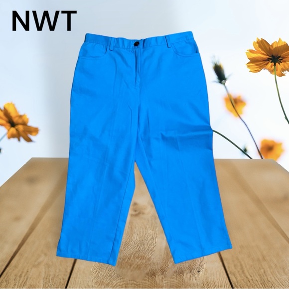 Ruby Rd. Pants - ❤️NWT RET: $44   AQUAMARINE SUMMER CAPRI PANTS   SIZE:  10 PETITE      #U